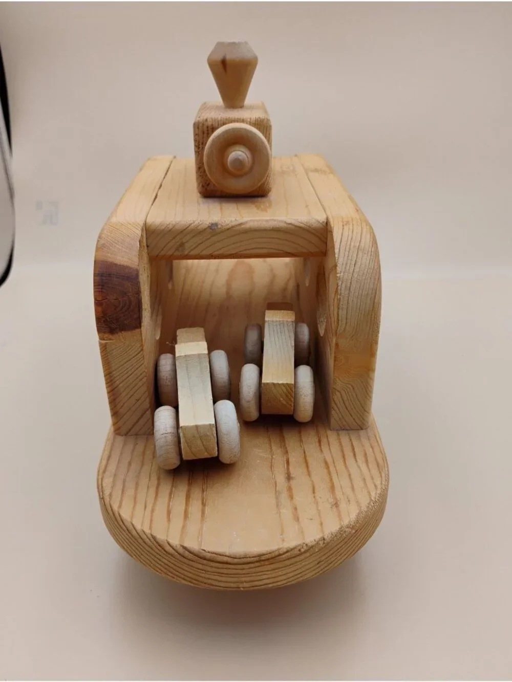 Handcrafted Wooden Ferry Boat With Two Cars – Vintage Pine Wood Toy 14